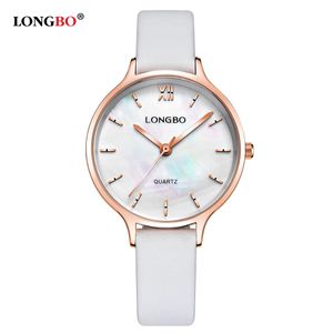 cwp LONGBO Fashion Brand Leather Pearl Dial Luxury Casual Wristwatches Women Ladies Watches Date Calendar Clock Waterproof Gift 5038