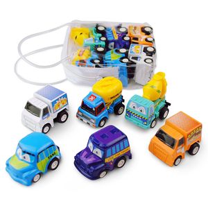 6 조각/로트 풀백 자동차 베이비 선물 미니 풀 뒤로 만화 모델 자동차 어린이 학습 교육 장난감