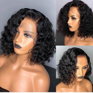 Water Wave Short hd transparent Bob Wigs 13x4 Lace Front Human Hair Wigs For Women 150% Brazilian Glueless 360 Lace Frontal Wig Full Black diva1