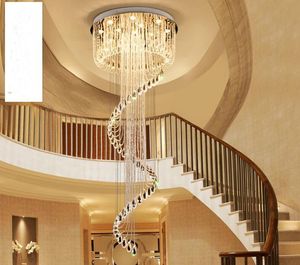 High-end crystal ceiling chandeliers K9 crystal spin shape modern led chandelier lighting pendent lamps for duplex stairs MYY