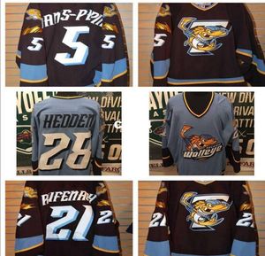 Real Men real Full embroidery ECHL 2010-11 Toledo Walleye 28 Mike Hedden 5 Simon Danis Pepin Jersey or custom any name or number Jersey