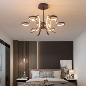 Nowoczesny żyrandol brązowy kreatywny nordic żyrandol oświetlenie domu salon jadalnia sypialnia led żyrandol światła oprawy myy