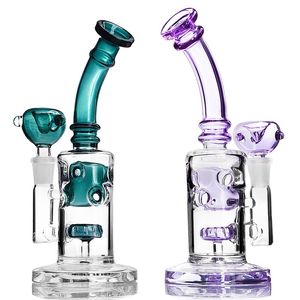 8 polegadas ROXO RECYCLER VIDRO CAIXA BONG BONG ARMOLH SMKING RAG DA RAG DE ÁGUA 14MM