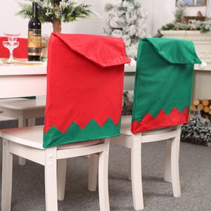 Julstol dekoration grön och röd färg non woven tyg stol täcker stor hatt stol fodral hem dekoration zza1120