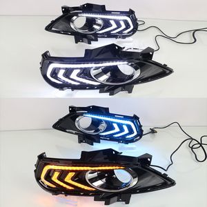 1 Pair Car DRL 12V LED Daytime Running Light With Turn Yellow Signal Relay For Ford Mondeo Fusion 2013 2014 2015 2016