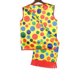 Halloween Party Makeup Fancy Dress Costumes Colorful Dot Clown Vest Backpack mardi gras carnival Cosplay Performance Wear Tops Clothes bags