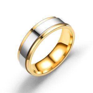 Gold contrast color rings Stainless steel ring women mens ring Love rings band fashion jewelry will and sandy gift