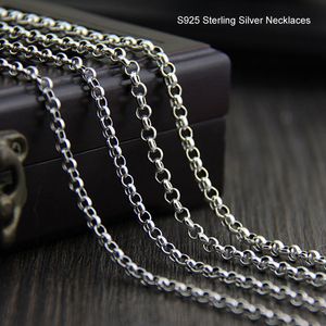S925 chaîne en argent Sterling Vintage collier en argent thaïlandais O chaînes de cercle pour hommes femmes beaux bijoux mm mm cm cm