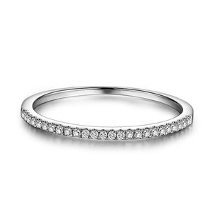 Charmig kvinnlig ring Äkta 925 Sterling silver Pave 5A Cz Stone Statement vigselringar för kvinnor Festsmycken