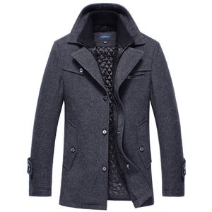 겨울 따뜻한 남자 양모 코트 캐주얼 두꺼운 윈드 브레이커 자켓 남성 긴 섹션 오버 코트 두꺼운 공백 모직 트렌치 코트 4XL