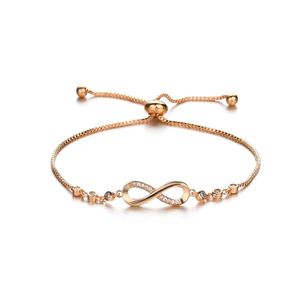 Luxury Crystal Paved Infinity Bracelet Gold Silver Color Chain Tennis Braclet For Women Girls Wedding Party Jewelry