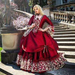 Vintage Bury Dantel Akşam Quinceanera Square Boyun Uzun Kollu Zemin Uzunluk Dantel-Up Korse Gotik Masquerade Balo Elbiseleri