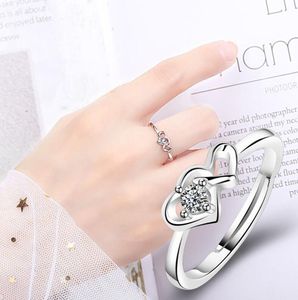 Корейская версия Открытого двойного сердца кольцо женщины Япония и Южная Корея простое серебряное кольцо мода Женские кольца ювелирные изделия