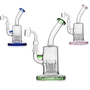 Bong in vetro da 7,5 pollici Dab Rig Bong per tubi dell'acqua con tubo piegato verde e blu e viola con giunto da 14 mm