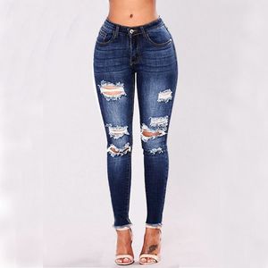 New Stylish Womens High Waisted Skinny Ripped Denim Pants Slim Pencil Jeans Trousers Plus 283