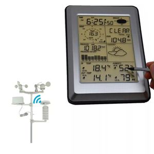 MISOL Professionell trådlös väderinstrument Väderstation Touch Panel Solar Sensor Hygrometer W PC-gränssnitt / Låga poster för inomhus