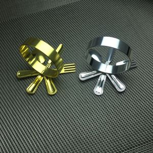 Knife & Forks Napkin Rings Napkin Holder Silver Gold Dinnerware for Wedding Party Decoration