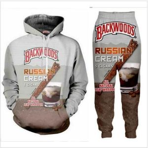 Whole--New Fashion Men Womens Backwoods Sweatshirt Joggers Funny 3D Print Unisex Hoodies Pants ZZ029358z