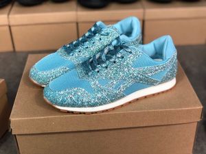 Wholesale shoes chic resale online - 2020 Women Sneaker Designer Leather Low top Trainers Fashion Blue Sequins Runner Shoes chic Girl Casual Shoes Size