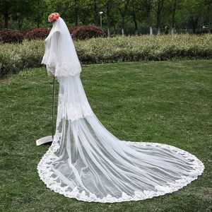 Véu impressionante véu espumante applique bordado com grânulos longos véus de casamento 4m * 3m véus nupciais acessórios de casamento