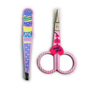 24SSet / Lot Professionell ögonbryn Pincett Scissor Ögonfransar Hår TRIM Tips / Slant Tips / Flat Curve Small Eyebrow Scissor Makeup Tool Tillbehör