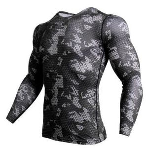 Camisa da compressão dos homens camuflagem manga longa apertado camiseta Homens aptidão 3d Rápido Roupa seca MMA Rashguard Gyms Camo Camiseta