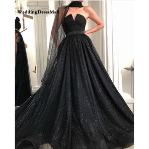 Long Ball Gown Glitter Black Evening Dress kaftan Dubai Formal Prom Party Dresses Vestido Formatura Longo
