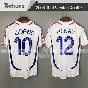 Camisa de futebol retrô 2006 # 10 ZIDANE 84 86 1982 # 12 Henry 2000 Trezeguet Vieira Ribery 06 copa do mundo Camisas de futebol vintage