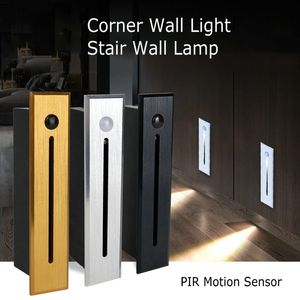 Lampka schodowa LED 3W z PIR Motion Motor AC85V-260V Odpływowe światła ścienne wewnętrzne lampa ścienna hotel hotelowe lampy schodowe
