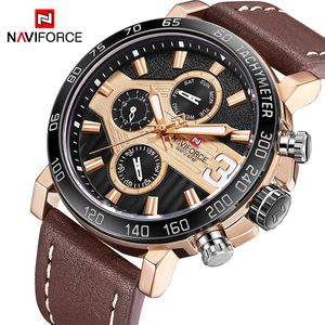 Topp lyx varumärke Naviforce Men Sports Watches Men's Leather Army Military Waterproof Watch Man Quartz Clock Relogio Masculino