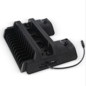 3 em 1 Multifuncional Dupla Estação de Carregamento Dock Suporte de Suporte Vertical w / Refrigeração Fan refrigerador para PS4 / PS4SLIM / PS4PRO