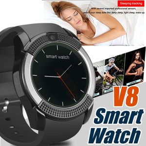 V8 Smart Watch Wristband Watch Band con m Camera SIM IPS HD Full Circle Display Smart Watch per il sistema Android con scatola