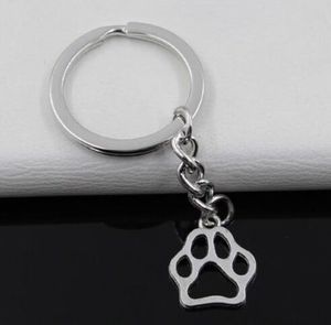 30 adet / grup Anahtarlık Anahtarlık Takı Gümüş Kaplama Köpek Paw Print Charms kolye Anahtar aksesuarları için 19 * 17mm