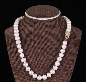 New four styles 8-9mm white pink purple black freshwater pearl micro inlay zircon leopard head buckle accessories necklace long 48cm