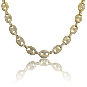 Moda Diamantes Cupan Link Chains para Homens Luxo Colorido Chain de Cristal 18k Cobrador de Ouro Zircons 18 polegadas 22 polegadas Colares jóias