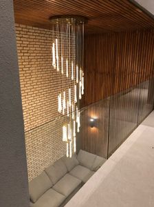 Luksusowy Kryształ LED Wisiorek Światła Schody Long Water Drop Lighting Fixture Kuchnia Restauracja Wisząca Lampa Lampy Wiszce LLFA