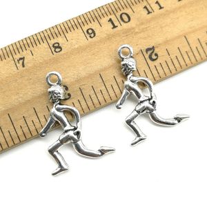 Wholesale lot 100PCS runner athlete antique silver charms pendants jewelry findings DIY for necklace bracelet 25*17mm DH0803