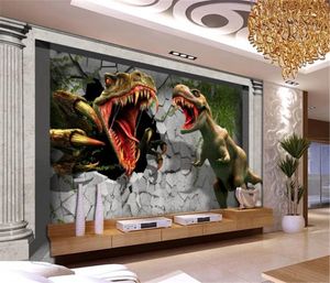 カスタム3D壁紙3Dレンガの壁残骸壁宮殿ジュラ紀恐竜リビングルームの寝室の背景壁の装飾壁画壁紙