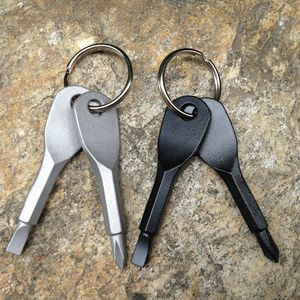 Key Shape Slotted Phillips Screwdriver Keychain Pocket Multificational Repair Hand Tool Portable Mini Screwdriver with Key Rings