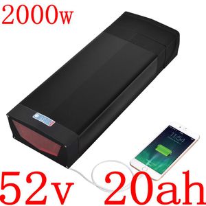 52V 1000W 2000W Portapacchi posteriore Ebike Batteria 48V 20AH Batteria al litio bici elettrica con porta USB e caricabatterie 2A