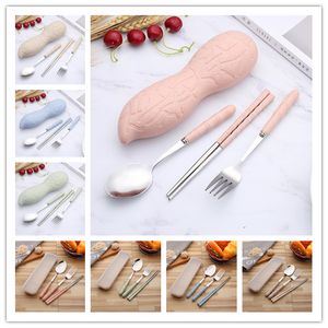 Portable bestick set rostfritt stål chopstick gaffelsked bestick set student dinnerware set utomhus resa camping picknick porslin set