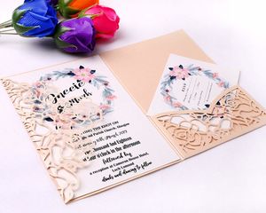 2019 Elegant 3 Folds Blush Pink Wedding Invitations Cards For Wedding Bridal Shower Engagement Birthday Graduation Party Invites