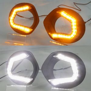 1 Pair For Honda WRV 2017 2018 DRL 12V LED Daytime Running Light With Yellow Turn Signal Style Relay Fog lamp hole