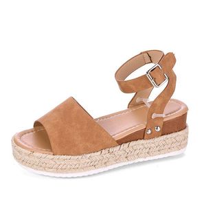 Hot Sale-Girls صنادل كبيرة Flatform ليوبارد إسفين كعب 6-8 سم مقاس 35-41