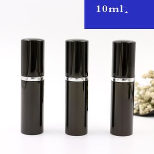 Wholesale quente cor preta 5ml 10ml mini portátil recarregável perfume atomizador frascos de pulverização vazio recipientes cosméticos vazios
