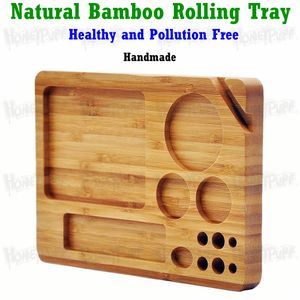 Tabuleiro para Fumar Bambu Bandeja Rolante 228 x 158 MM Suporte para Cigarros Blunts Moedor de Ervas Tubo de Metal