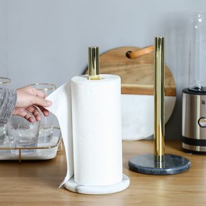 Natural Marble Vertical Paper Towel Rack,Kitchen Metal Toilet Roll Paper Rack Stand Holder 12.59 inch