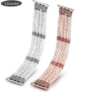 Pandies Biżuteria Pasek dla Apple Watch Band 38mm 40mm Iwatch 4/3 Zegarek Zegarek 42mm 42mm Imitacja Pearl Bransoletka Watchband T190620