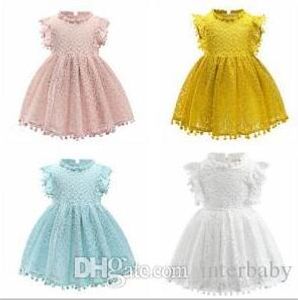 Dziewczyny Sukienki Tassel Koronki Księżniczki Dresses Kids Designer Ubrania Solidna Hollow Dress Party Summer Dress Dance Tutu Moda Dress AYP6109