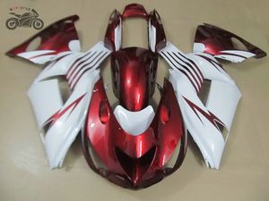 حقن Fairings Kit Kawasaki Ninja ZX-14 2007 2008 2008 ZX14R 06 07 08 ZX-14R أحمر أبيض دراجة نارية أجزاء البلاستيك